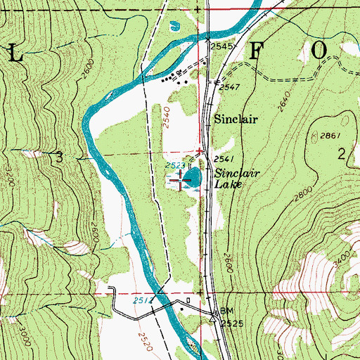 Topographic Map of Sinclair Lake, ID
