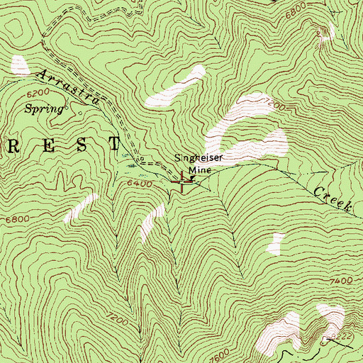 Topographic Map of Singheiser Mine, ID
