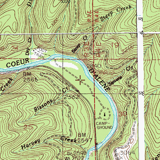 Topographic Map of Sissons Creek, ID