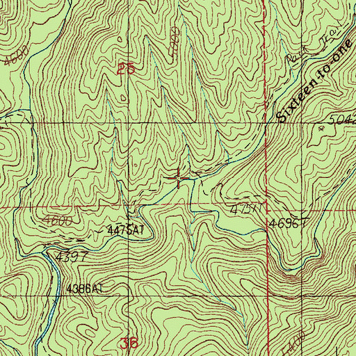 Topographic Map of Sixteen-to-one Creek, ID