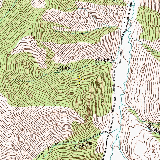 Topographic Map of Sled Creek, ID