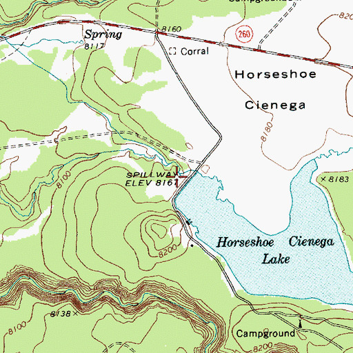 Topographic Map of Horseshoe Cienega Lake Dam, AZ