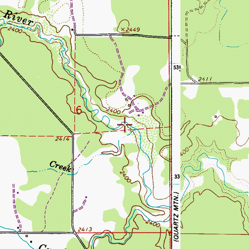 Topographic Map of Slough Creek, ID