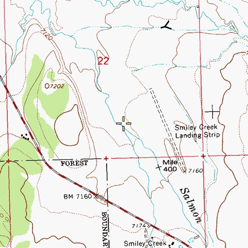 Topographic Map of Smiley Creek, ID