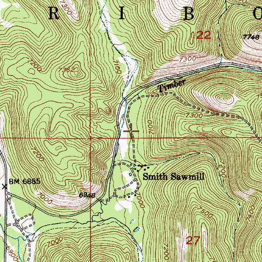 Topographic Map of Smith Sawmill, ID