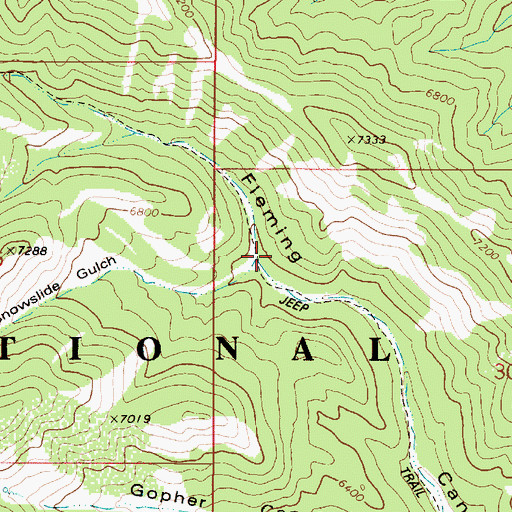 Topographic Map of Snowslide Gulch, ID