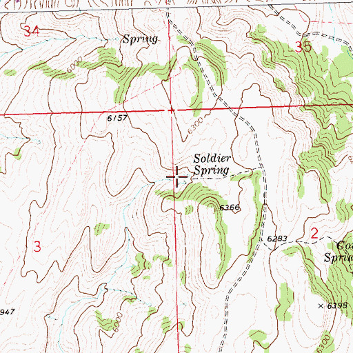 Topographic Map of Soldier Spring, ID