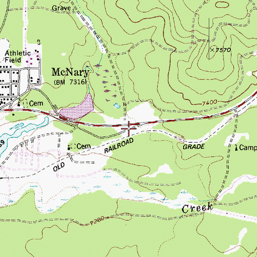 Topographic Map of McNary Railroad Station, AZ