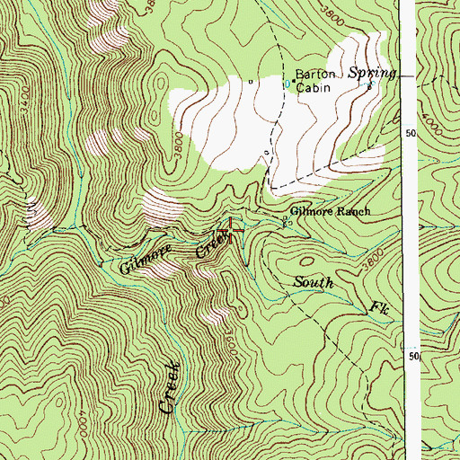 Topographic Map of South Fork Gilmore Creek, ID
