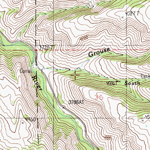 Topographic Map of South Fork Grouse Creek, ID