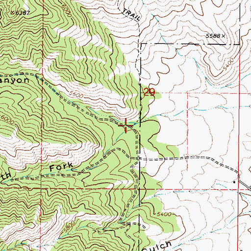 Topographic Map of South Fork Reed Canyon, ID
