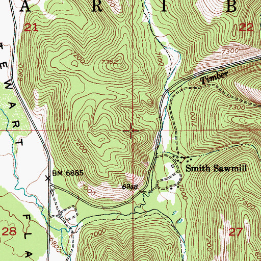Topographic Map of South Fork Timber Creek, ID