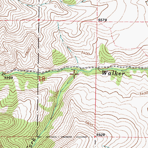 Topographic Map of South Fork Walker Creek, ID