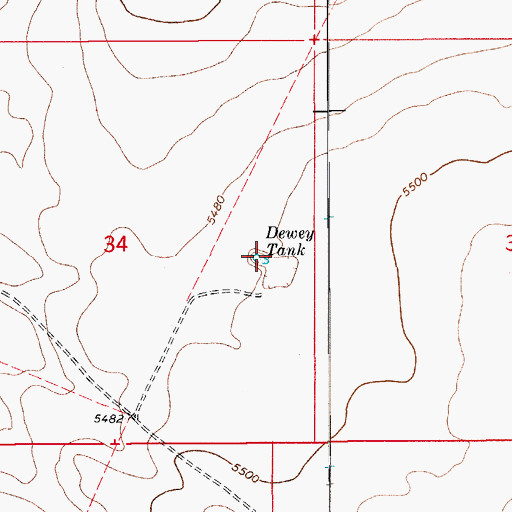 Topographic Map of Dewey Tank, AZ