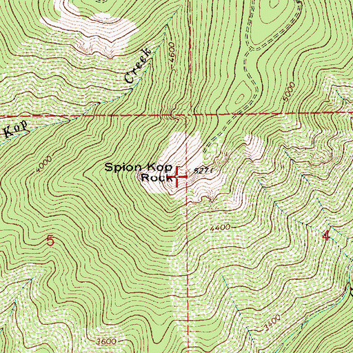 Topographic Map of Spion Kop Rock, ID
