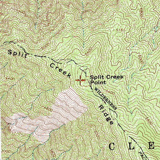 Topographic Map of Split Creek Point, ID