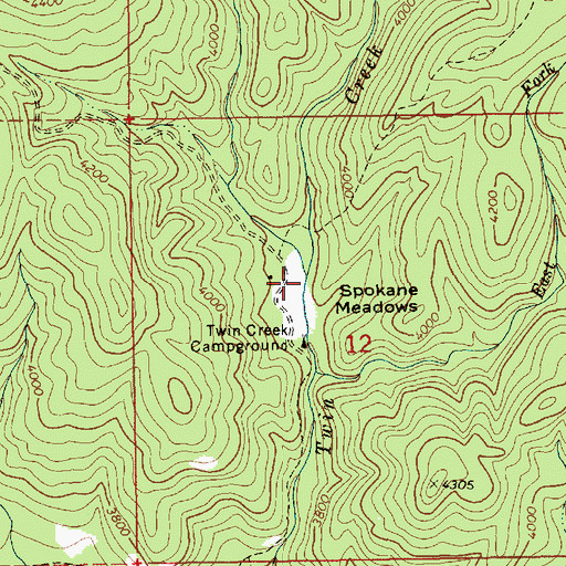Topographic Map of Spokane Meadows, ID