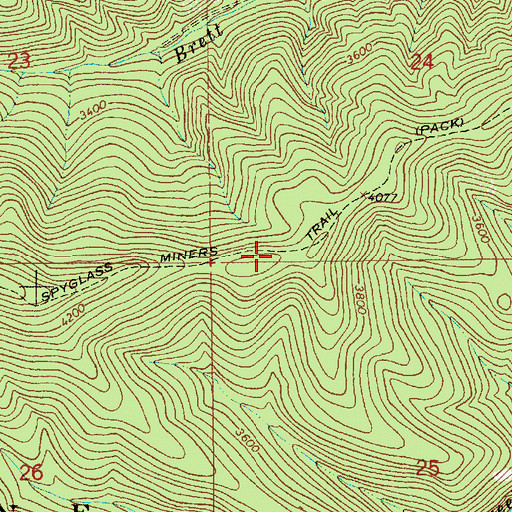 Topographic Map of Spyglass Miners Trail, ID