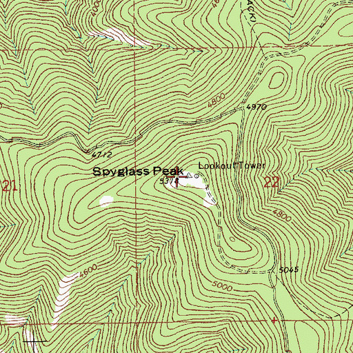 Topographic Map of Spyglass Peak, ID