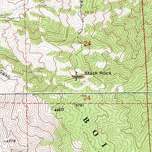 Topographic Map of Stack Rock, ID
