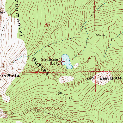 Topographic Map of Steamboat Lake, ID