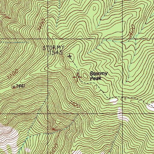 Topographic Map of Stormy Peak, ID