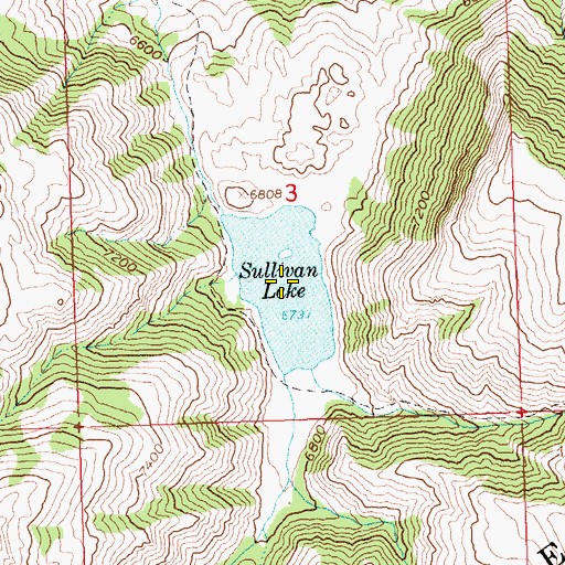 Topographic Map of Sullivan Lake, ID