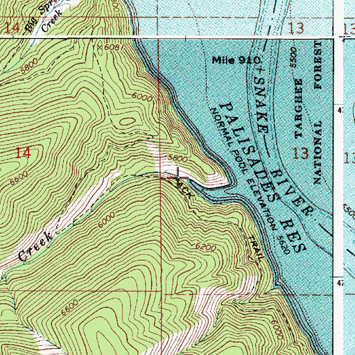 Topographic Map of Sulphur Bar Creek, ID