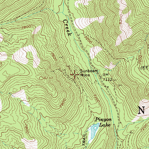 Topographic Map of Sunbeam Mine, ID