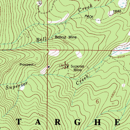 Topographic Map of Superior Mine, ID