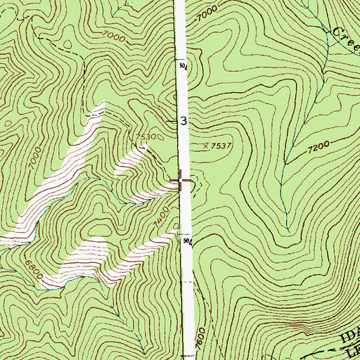 Topographic Map of Surprise Creek Camp, ID