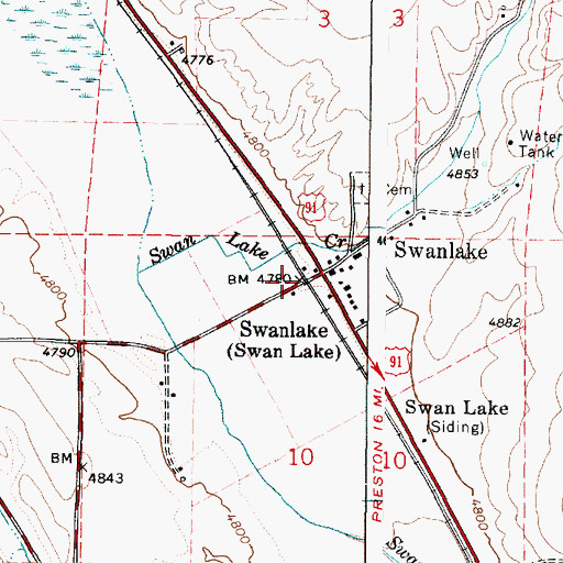 Topographic Map of Swanlake, ID