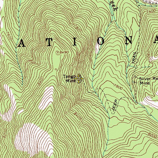 Topographic Map of Tango Mine, ID