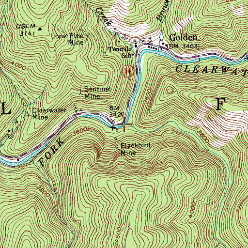 Topographic Map of Tenmile Creek, ID