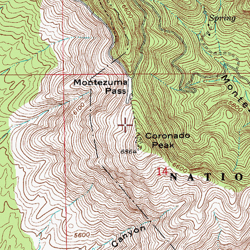 Topographic Map of Coronado Peak Trail, AZ