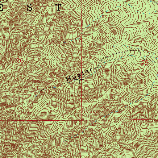 Topographic Map of Hunter Spring, AZ