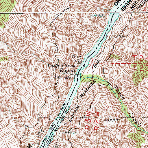 Topographic Map of Three Creek, ID