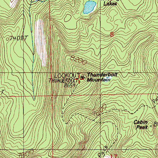 Topographic Map of Thunderbolt Mountain, ID