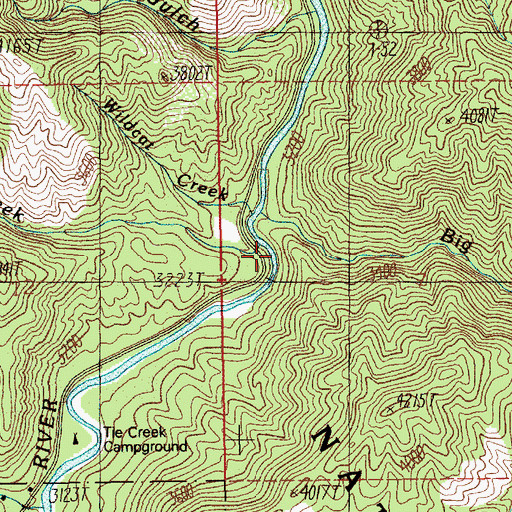 Topographic Map of Tie Creek, ID