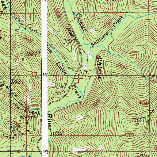 Topographic Map of Tom Lavin Creek, ID