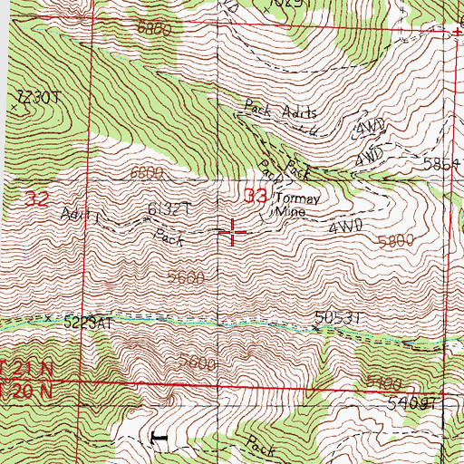 Topographic Map of Tormay Mine, ID