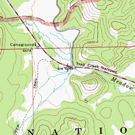 Topographic Map of Trap Creek, ID