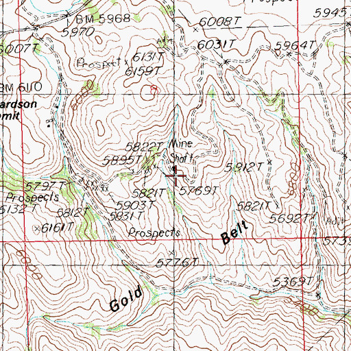 Topographic Map of Treasure Vault Mine, ID