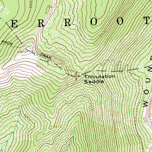 Topographic Map of Tribulation Saddle, ID
