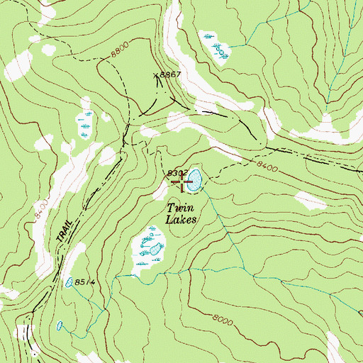 Topographic Map of Twin Lakes, ID
