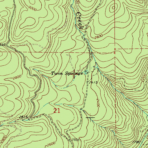 Topographic Map of Twin Springs, ID
