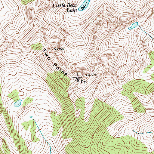 Topographic Map of Two Point Mountain, ID