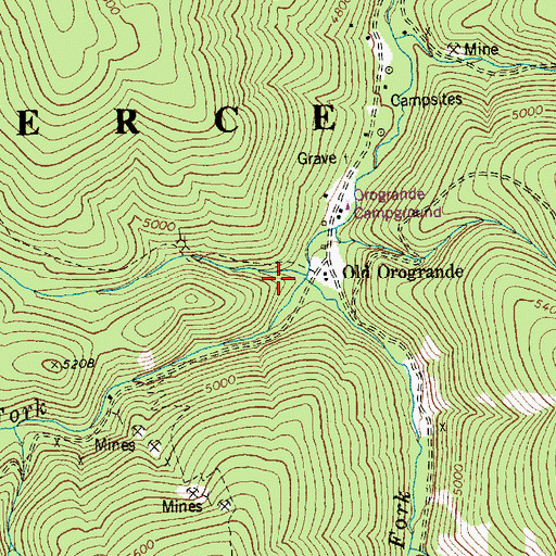 Topographic Map of Umatilla Creek, ID
