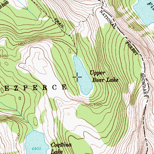 Topographic Map of Upper Bear Lake, ID