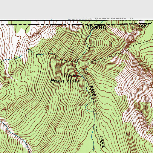 Topographic Map of Upper Priest Falls, ID